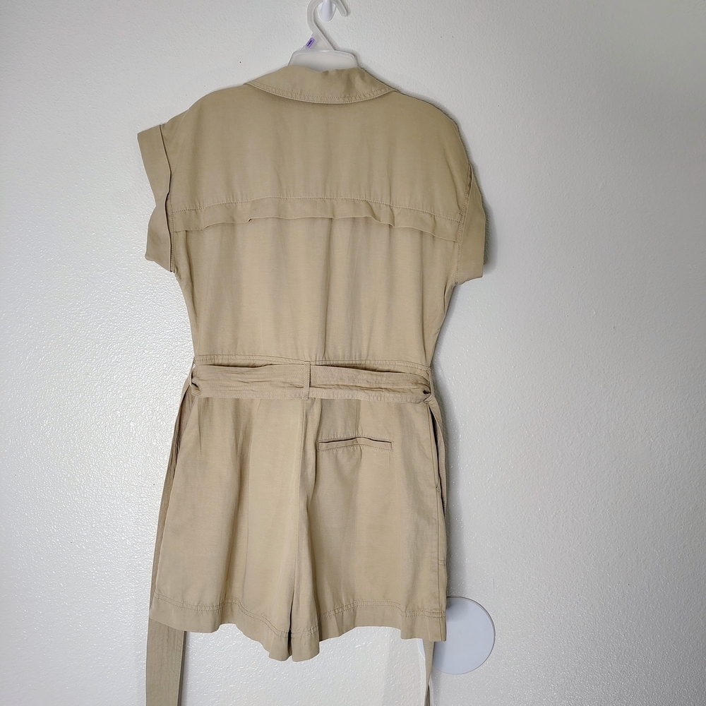Madewell Beige Utility Romper Belted Short Sleeve Five Pockets Sz 6 Linen Blend - Picture 15 of 16